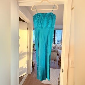 Amanda Uprichard Turquoise Mandy Silk Dress
